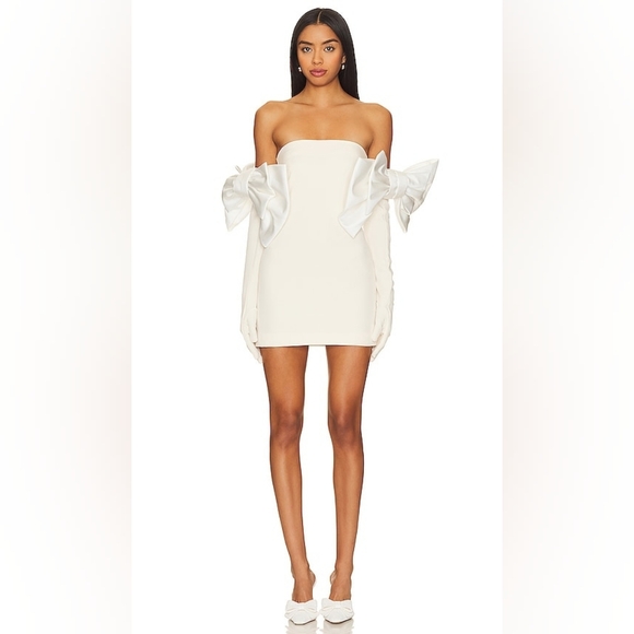 Miscreants Dresses & Skirts - NWT-MISCREANTS Crepe Cupid Dress With Bows In Ivory Sz UK 8, US 4